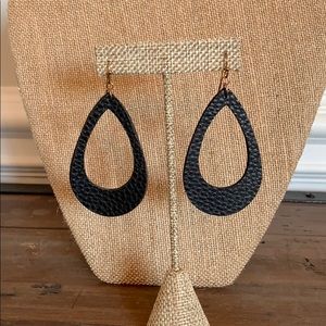 Black leather earrings